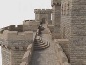 castle walls towers and gates 3D Model
