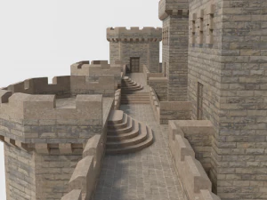 castle walls towers and gates 3D Model