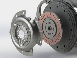 inline four-cylinder engine and clutch system 3D Model