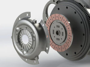 inline four-cylinder engine and clutch system 3D Model