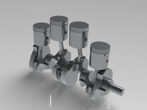 inline four-cylinder engine and clutch system 3D Model