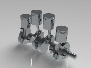 inline four-cylinder engine and clutch system 3D Model