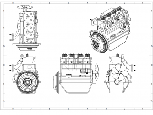 inline four-cylinder engine and clutch system 3D Model