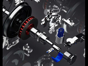 2 axes bogie and suspension system 3D Model