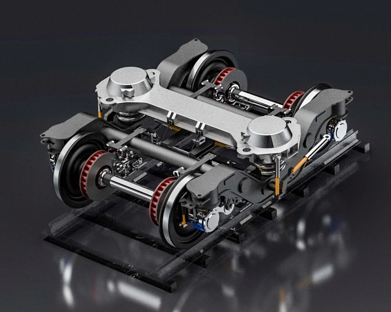 2 axes bogie and suspension system 3D Model .c4d .max .obj .3ds .fbx .stl .blend