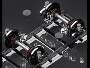 2 axes bogie and suspension system 3D मॉडल