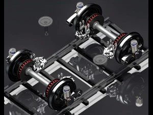 2 axes bogie and suspension system 3D Model