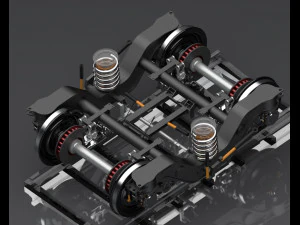 2 axes bogie and suspension system 3D Model