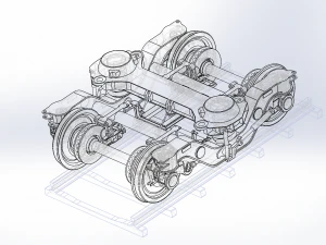 2 axes bogie and suspension system 3D Model