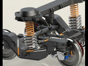 2 axes bogie and suspension system 3D Model