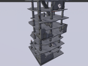 destroyed buildings post apocaliptic Model 3D
