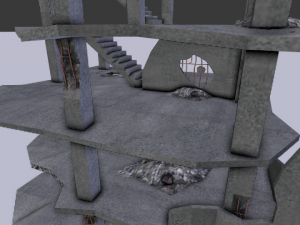destroyed buildings post apocaliptic Model 3D