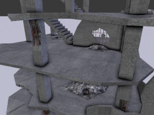 destroyed buildings post apocaliptic 3D Model