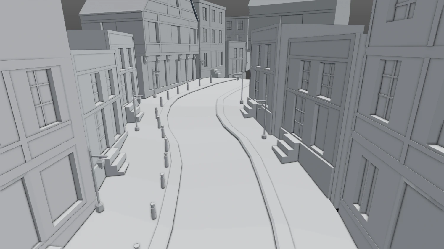 street scene europe 3D Model .c4d .max .obj .3ds .fbx .stl .blend 
