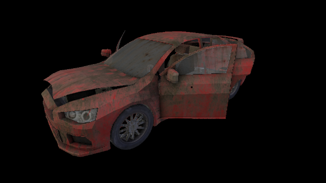 broken car post apocaliptic 3D Model .c4d .max .obj .3ds .fbx .stl .blend 