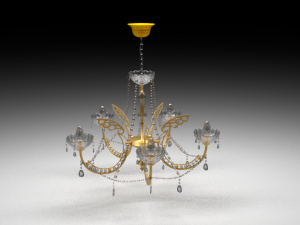 gold and crystal chandelier 3D-Modell