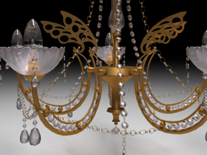 gold and crystal chandelier Modèle 3D