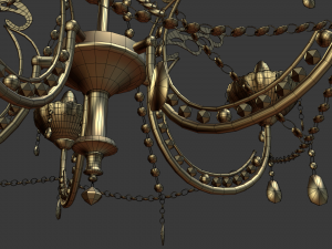 gold and crystal chandelier Modèle 3D