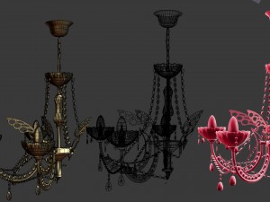 gold and crystal chandelier Modèle 3D