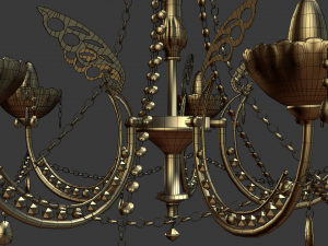 gold and crystal chandelier Modèle 3D