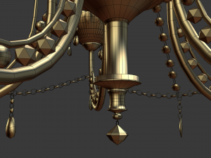 gold and crystal chandelier Modèle 3D