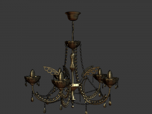 gold and crystal chandelier Modèle 3D