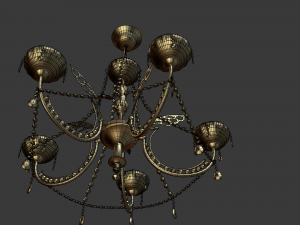 gold and crystal chandelier Modèle 3D