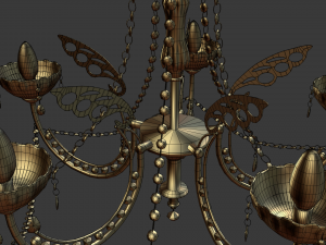 gold and crystal chandelier Modèle 3D