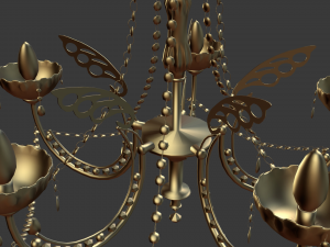 gold and crystal chandelier Modèle 3D