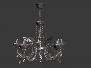 gold and crystal chandelier Modèle 3D