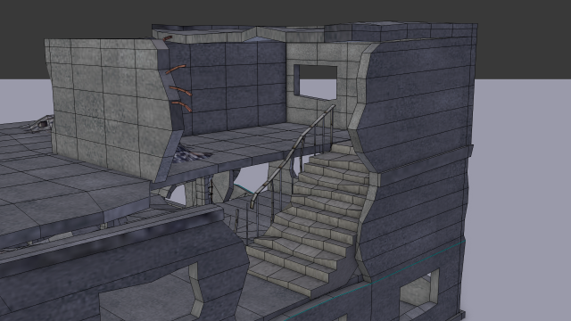 ruined building low poly 3D 模型 .c4d .max .obj .3ds .fbx .stl .blend 