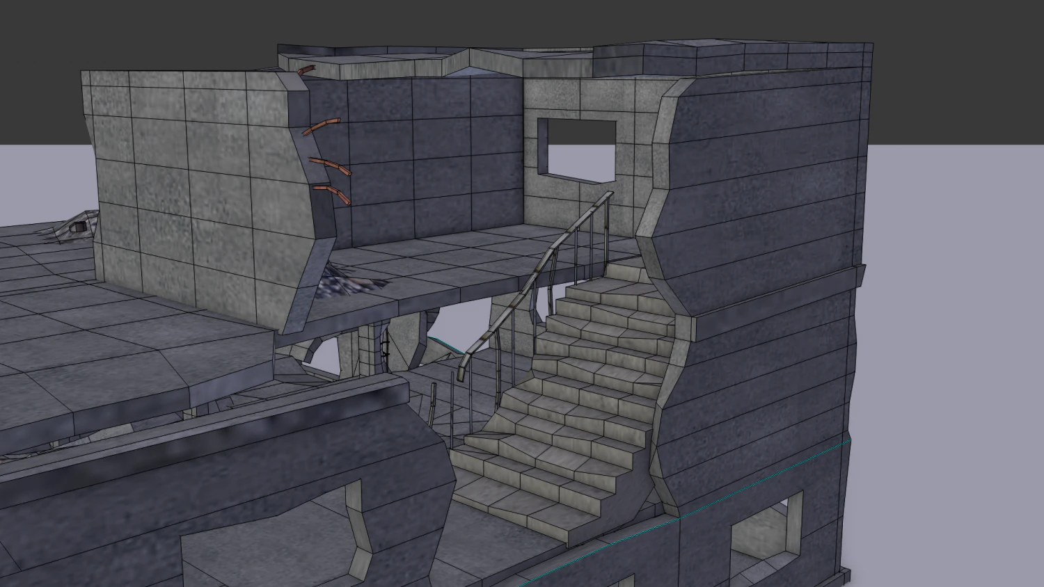 ruined building low poly 3D Model .c4d .max .obj .3ds .fbx .stl .blend