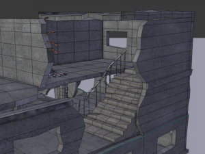 ruined building low poly 3D Model