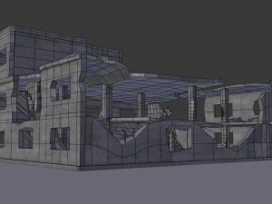 ruined building low poly 3D 模型