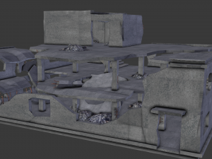 ruined building low poly 3D 模型