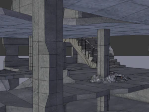 ruined building low poly 3D Model