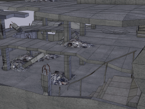 ruined building low poly 3D 模型