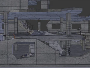 ruined building low poly 3D Model