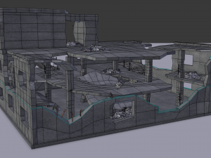 ruined building low poly 3D 模型