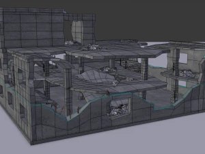 ruined building low poly 3D Model