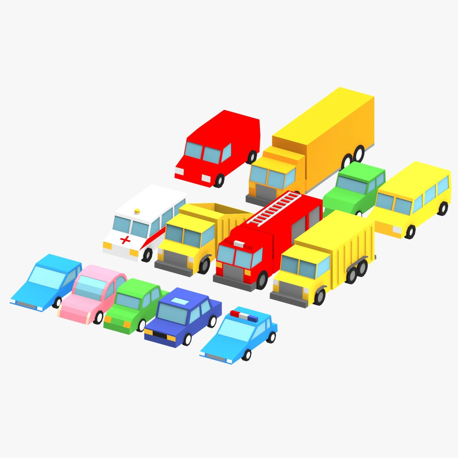 low poly car pack 3D Model .c4d .max .obj .3ds .fbx .stl .blend 