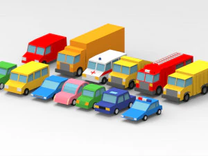 low poly car pack 3D Model