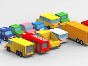 low poly car pack 3D Model