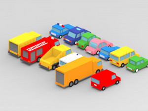 low poly car pack Modèle 3D