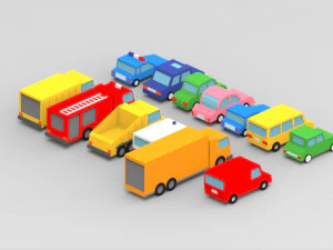 low poly car pack 3D Model