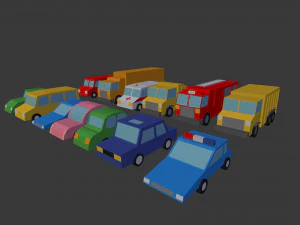low poly car pack 3D Model