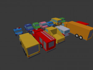 low poly car pack Modèle 3D