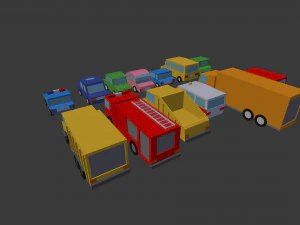 low poly car pack 3D Model