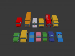 low poly car pack Modèle 3D