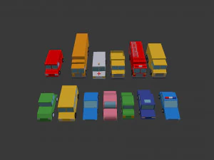 low poly car pack 3D Model